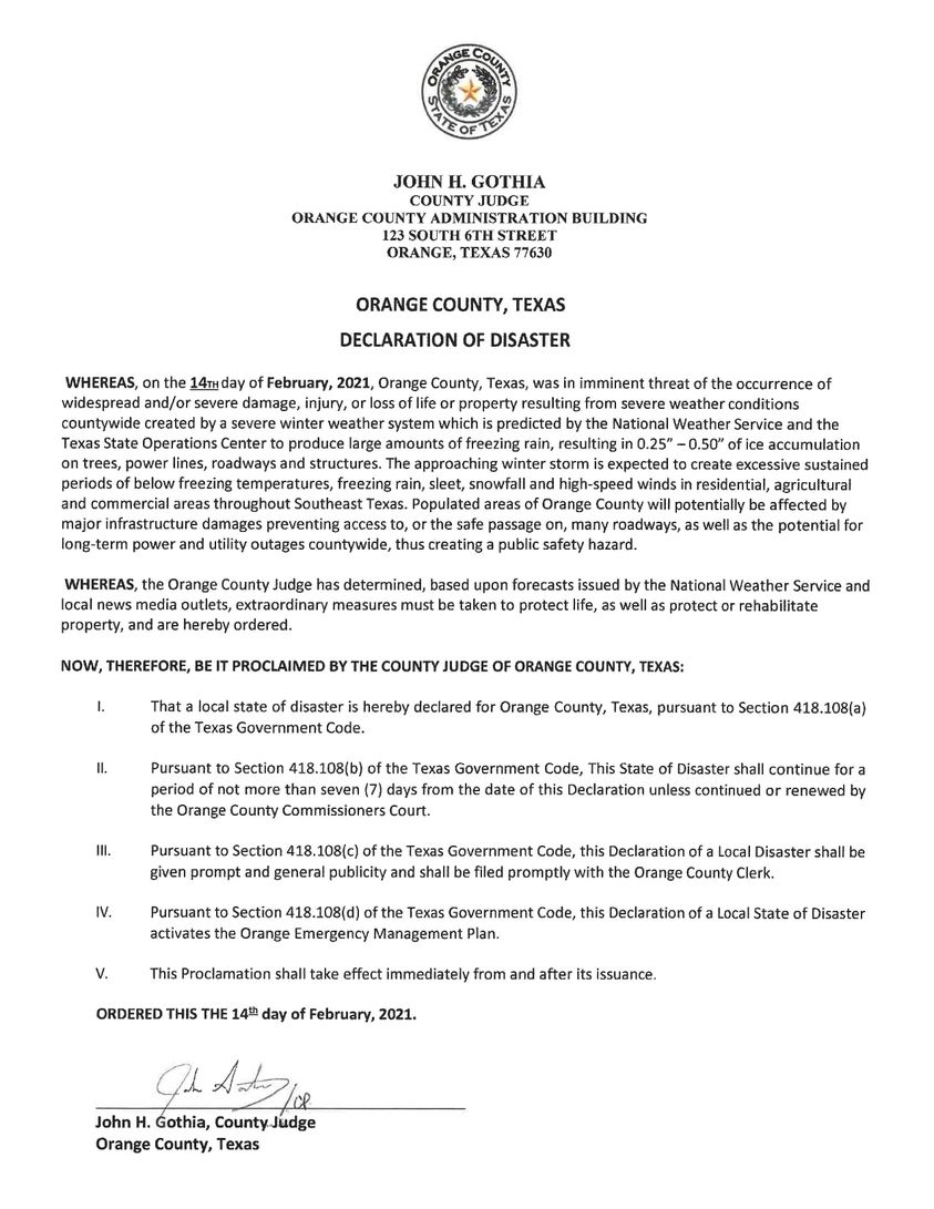 Texas Emergency Declaration , Governor Abbott Issues Disaster ...